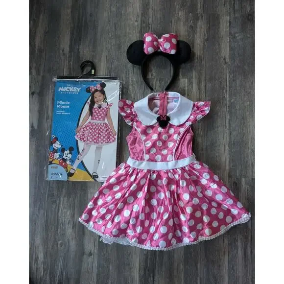 Spirit Halloween Mickey & Friends Minnie Mouse Costume Pink Dress Size 3-4T - Picture 2 of 10